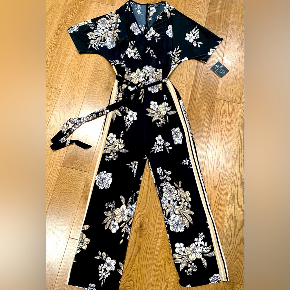 XL jumpsuit black/floral print